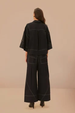 FARM Rio  Pantalon|Hauts Courts<Pantalon noir taille basse surpiqué