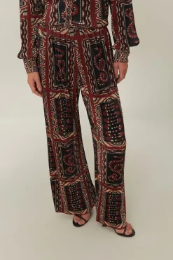 FARM Rio  Pantalon<Pantalon plissé avec foulards en serpent noir