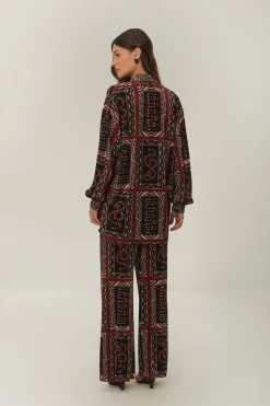 FARM Rio  Pantalon<Pantalon plissé avec foulards en serpent noir