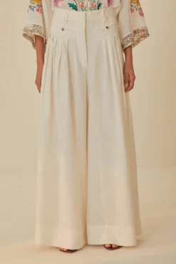 FARM Rio  Pantalon<Pantalon plissé en lin de qualité supérieure Euroflax™ blanc