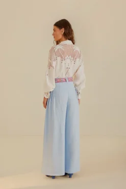 FARM Rio  Pantalon<Pantalon plissé en lin de qualité supérieure Euroflax™ bleu clair