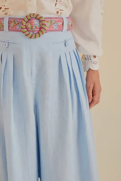 FARM Rio  Pantalon<Pantalon plissé en lin de qualité supérieure Euroflax™ bleu clair