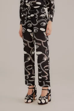FARM Rio  Pantalon<Pantalon Richelieu Faces noir