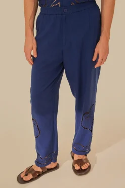 FARM Rio  Pantalon<Pantalon surréaliste en lin de qualité supérieure brodé Richelieu Euro