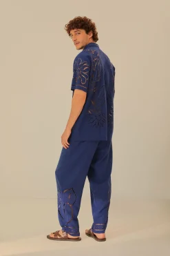 FARM Rio  Pantalon<Pantalon surréaliste en lin de qualité supérieure brodé Richelieu Euro
