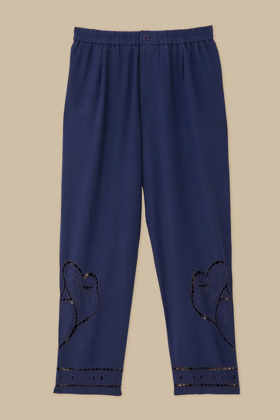 FARM Rio  Pantalon<Pantalon surréaliste en lin de qualité supérieure brodé Richelieu Euro