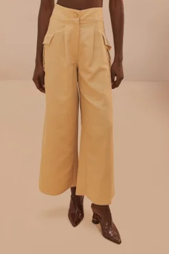 FARM Rio  Pantalon|Hauts Courts<Pantalon taille basse à surpiqûres beiges