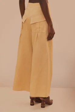 FARM Rio Pantalon|Hauts Courts<Pantalon taille basse à surpiqûres beiges