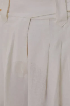 FARM Rio  Pantalon<Pantalon taille basse en lin blanc cassé