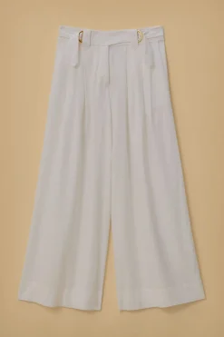 FARM Rio  Pantalon<Pantalon taille basse en lin blanc cassé