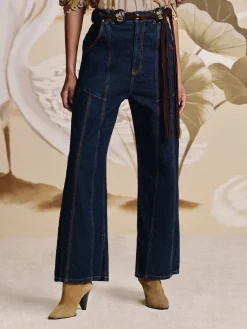FARM Rio  Pantalon<Pantalon taille haute en denim foncé