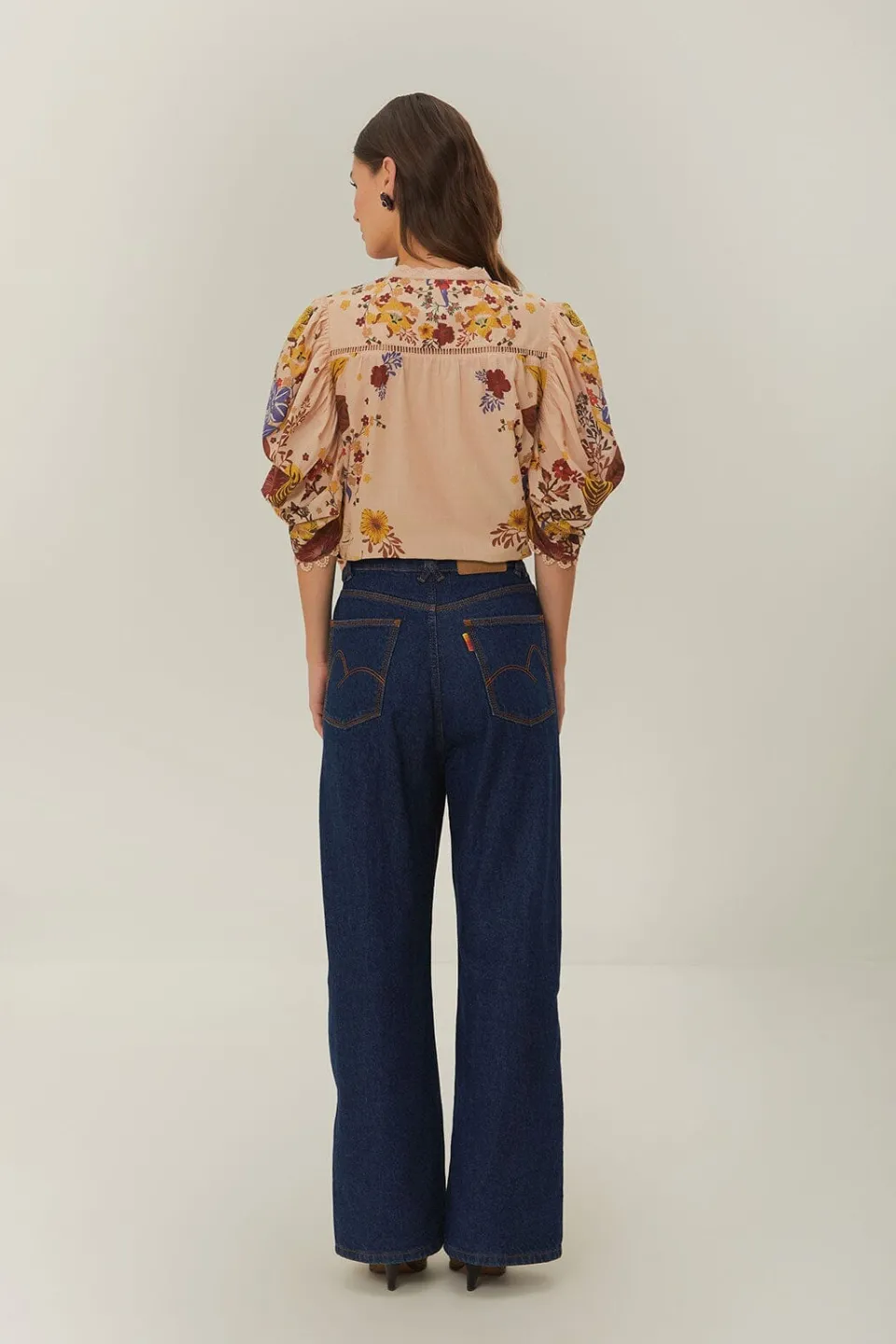 FARM Rio Pantalon<Pantalon taille haute en denim foncé