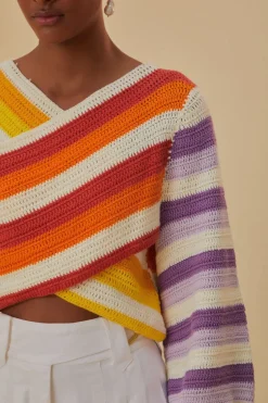FARM Rio  Pulls Et Sweat-shirts<Pull au crochet à rayures coucher de soleil