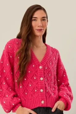 FARM Rio  Pulls Et Sweat-shirts<Pull en maille à dentelle rose