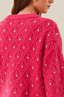 FARM Rio  Pulls Et Sweat-shirts<Pull en maille à dentelle rose