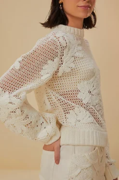 FARM Rio  Pulls Et Sweat-shirts<Pull en tricot brodé blanc