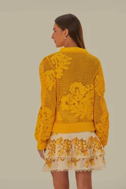 FARM Rio  Pulls Et Sweat-shirts<Pull en tricot brodé jaune
