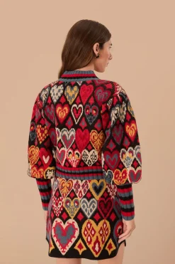 FARM Rio  Pulls Et Sweat-shirts<Pull en tricot ikat à coeurs noirs