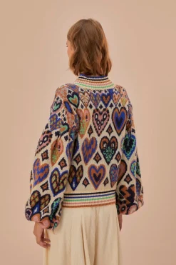 FARM Rio Pulls Et Sweat-shirts<Pull en tricot ikat à coeurs crème