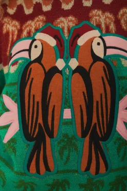 FARM Rio  Pulls Et Sweat-shirts<Pull en tricot vert à motifs de toucans de Noël