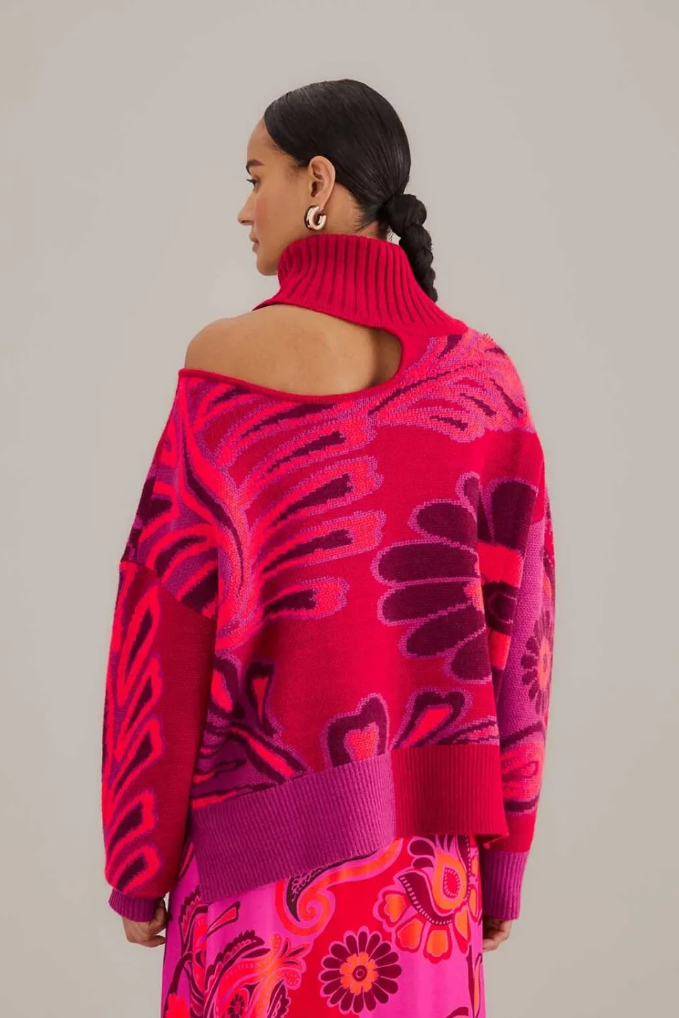 FARM Rio Pulls Et Sweat-shirts<Pull rose en tricot à fleurs audacieuses