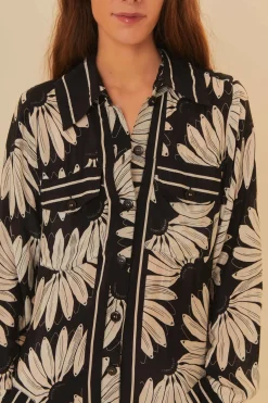 FARM Rio  Robes Midi<Robe chemise noire Copabanana