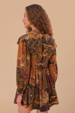 FARM Rio  Robes Courtes<Robe courte à empiècement matelassé caramel Savana Dream