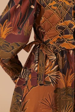 FARM Rio Robes Courtes<Robe courte à empiècement matelassé caramel Savana Dream