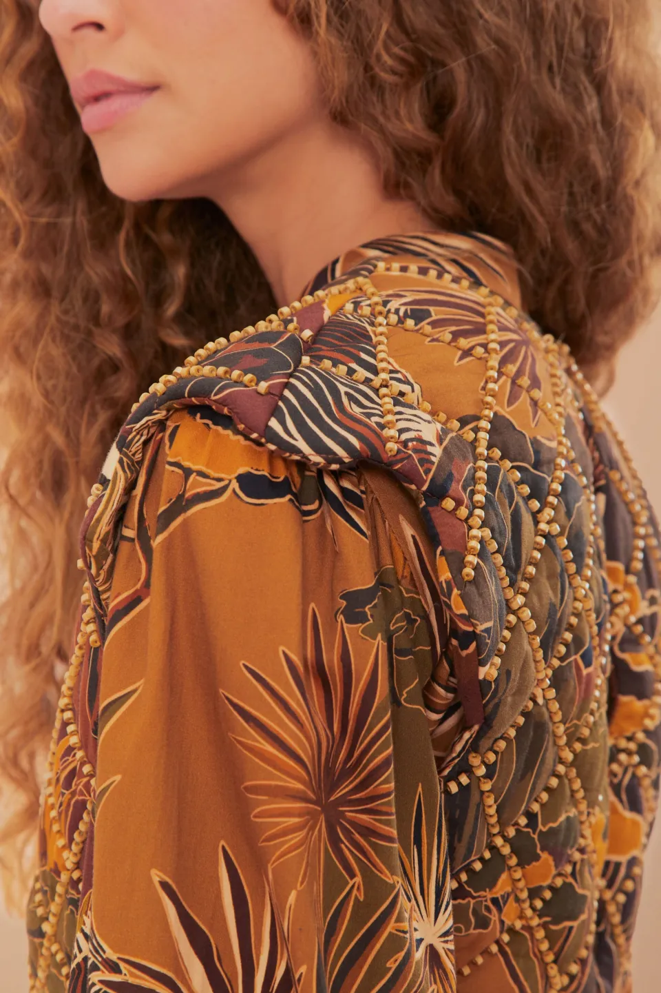 FARM Rio Robes Courtes<Robe courte à empiècement matelassé caramel Savana Dream