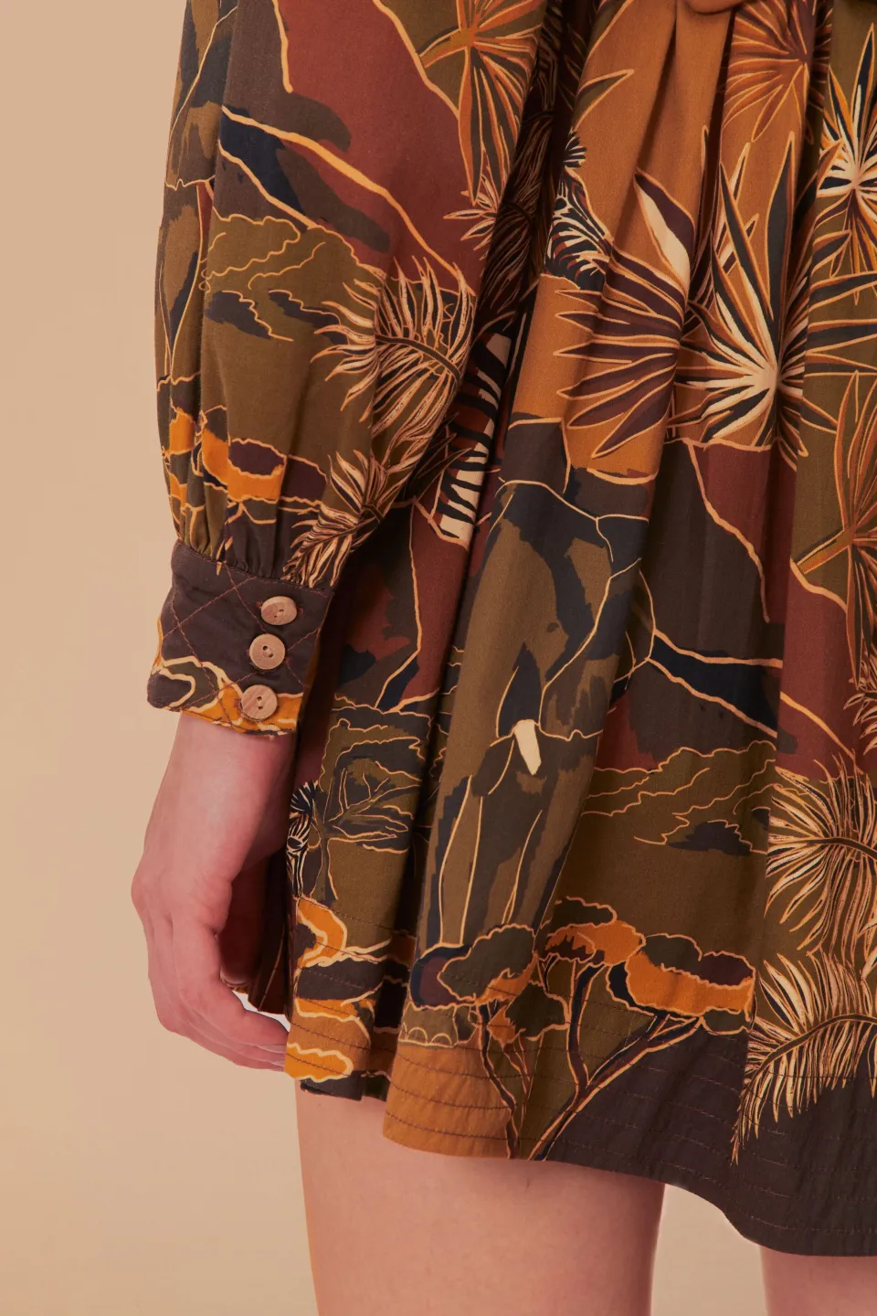 FARM Rio Robes Courtes<Robe courte à empiècement matelassé caramel Savana Dream