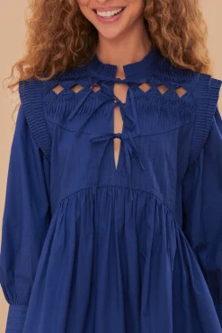 FARM Rio  Robes Courtes<Robe courte à empiècement ouvert bleu marine