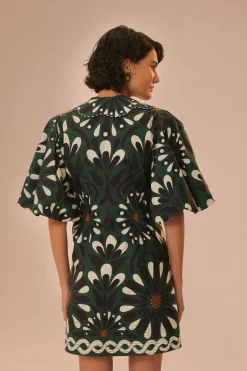 FARM Rio Robes Courtes<Robe courte à manches courtes avec fleurs vertes Ainika