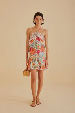 FARM Rio  Robes Courtes<Robe courte blanc cassé Bloom Garden