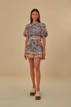 FARM Rio  Robes Courtes<Robe courte bleue Wonderful Bouquet
