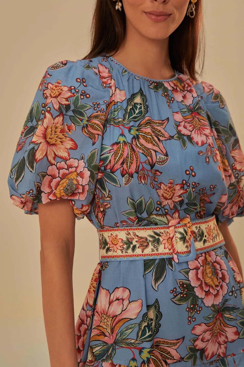 FARM Rio Robes Courtes<Robe courte bleue Wonderful Bouquet