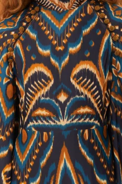 FARM Rio  Robes Courtes<Robe courte en viscose LENZING™ ECOVERO™ Ikat bleu ananas