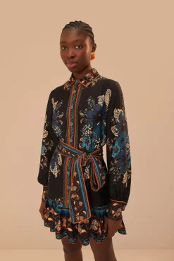 FARM Rio  Robes Courtes<Robe courte en viscose LENZING™ ECOVERO™ à motif floral noir