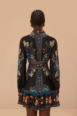 FARM Rio  Robes Courtes<Robe courte en viscose LENZING™ ECOVERO™ à motif floral noir