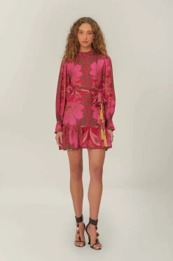 FARM Rio  Robes Courtes<Robe courte glamour à imprimé floral rose en LENZING™ ECOVERO™