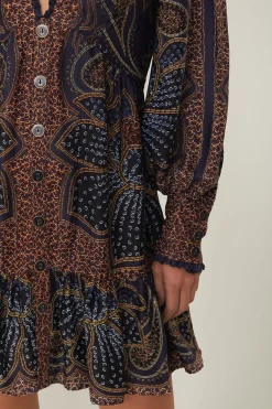 FARM Rio  Robes Courtes<Robe courte glamour fleurie bleue en LENZING™ ECOVERO™