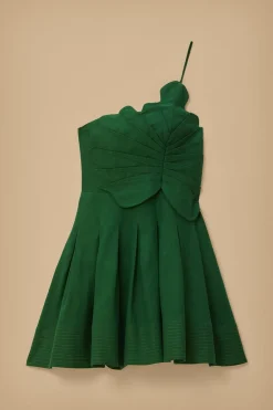 FARM Rio  Robes Courtes<Robe courte Lea verte à une épaule