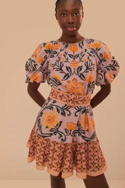 FARM Rio  Robes Courtes<Robe courte lilas à imprimé floral arabesque