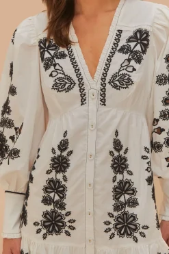 FARM Rio  Robes Courtes<Robe courte Richelieu à fleurs blanches