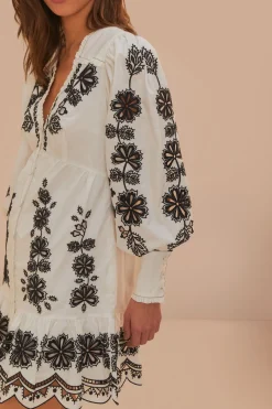 FARM Rio  Robes Courtes<Robe courte Richelieu à fleurs blanches