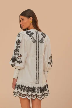 FARM Rio Robes Courtes<Robe courte Richelieu à fleurs blanches