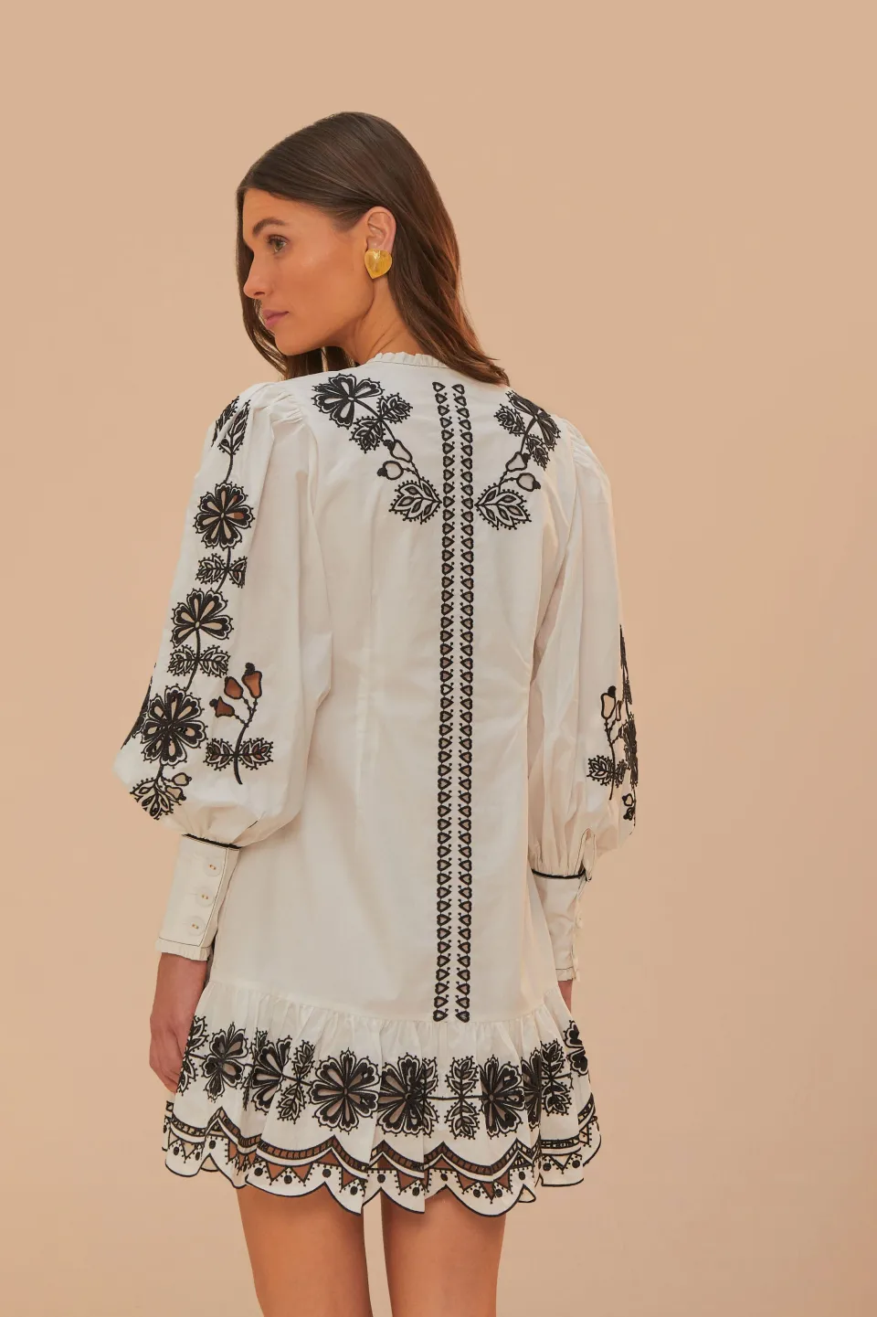 FARM Rio Robes Courtes<Robe courte Richelieu à fleurs blanches