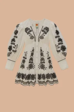FARM Rio Robes Courtes<Robe courte Richelieu à fleurs blanches