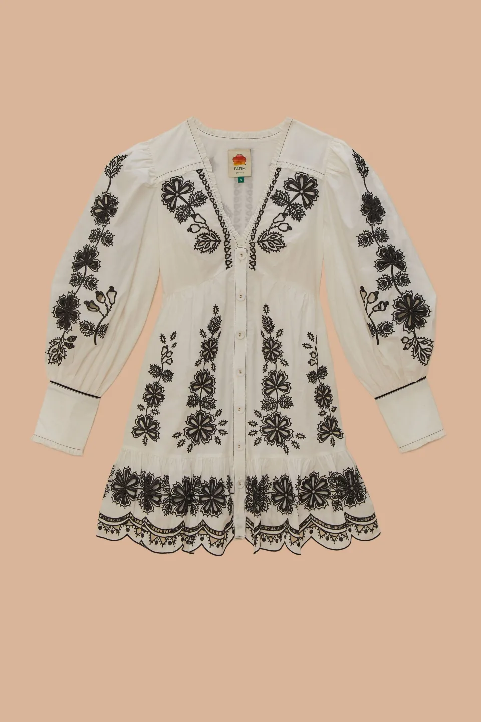 FARM Rio Robes Courtes<Robe courte Richelieu à fleurs blanches
