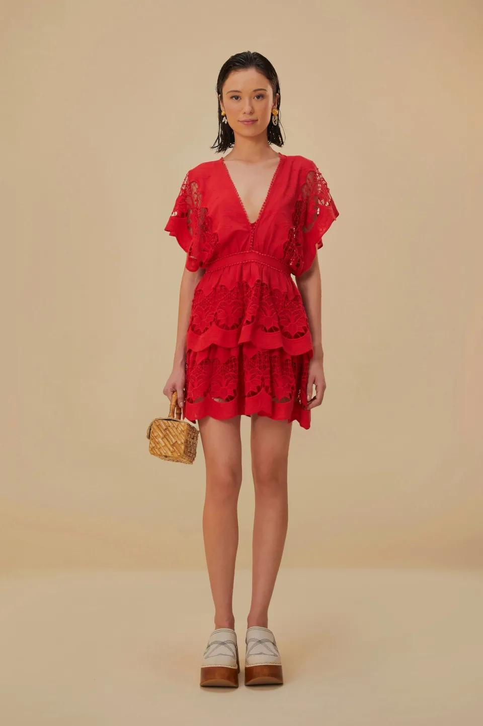 FARM Rio Robes Courtes<Robe courte Richelieu rouge