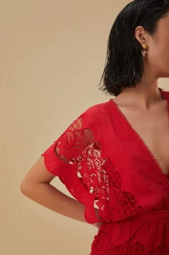 FARM Rio  Robes Courtes<Robe courte Richelieu rouge